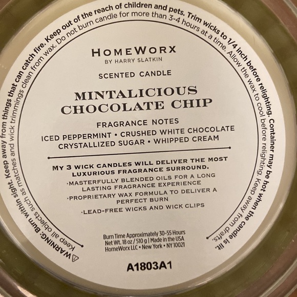 NEW Mintalicious Chocolate Chip candle - Homeworx by Harry Slatkin - Picture 3 of 3